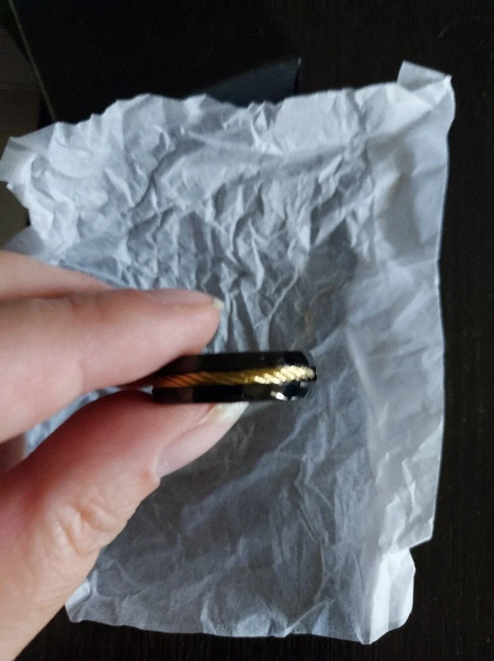 Avon Black Ring with Gold Rope Accent